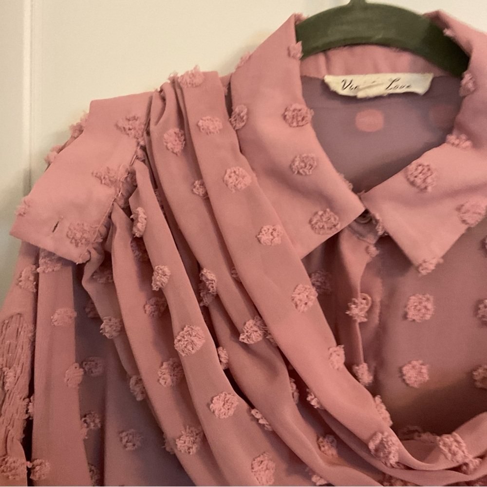 Vine & Love Balloon Sleeve Blouse in  dusty pink textured!